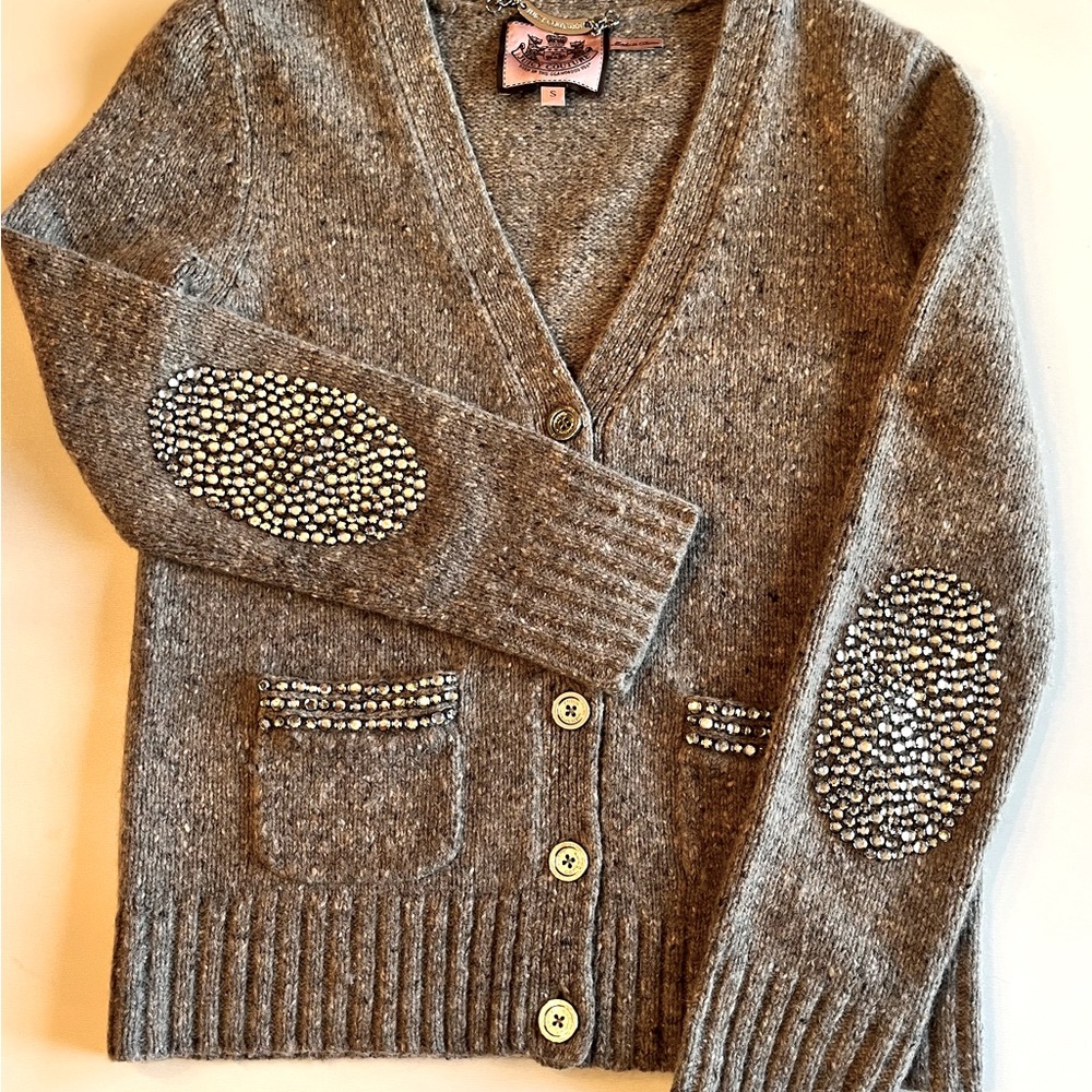 Juicy Couture Wool and Cashmere Cardigan w/ Rhinestones Size S.
